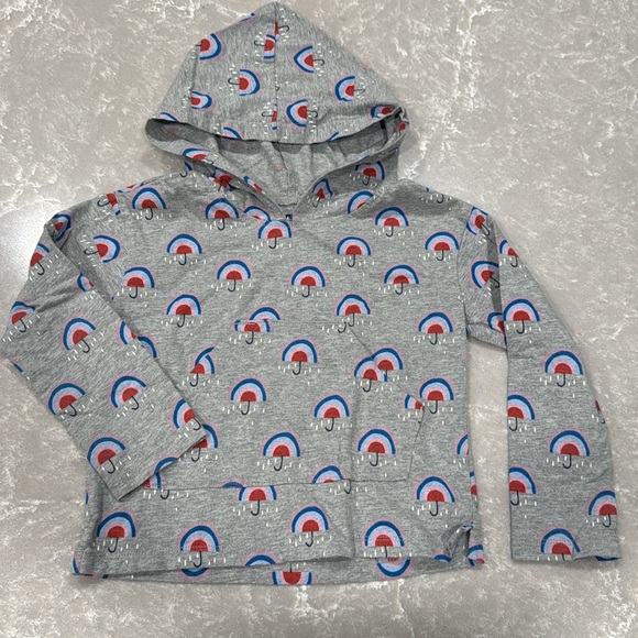 Tea Collection Hoodie Shirt Gray Pink blue Rainbow Umbrella Toddler Girl Size 4T - Picture 3 of 5